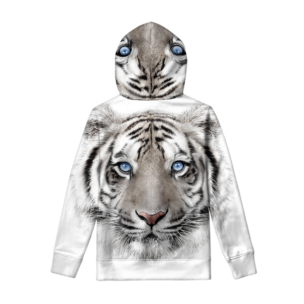 White Tiger Portrait Print Pullover Hoodie