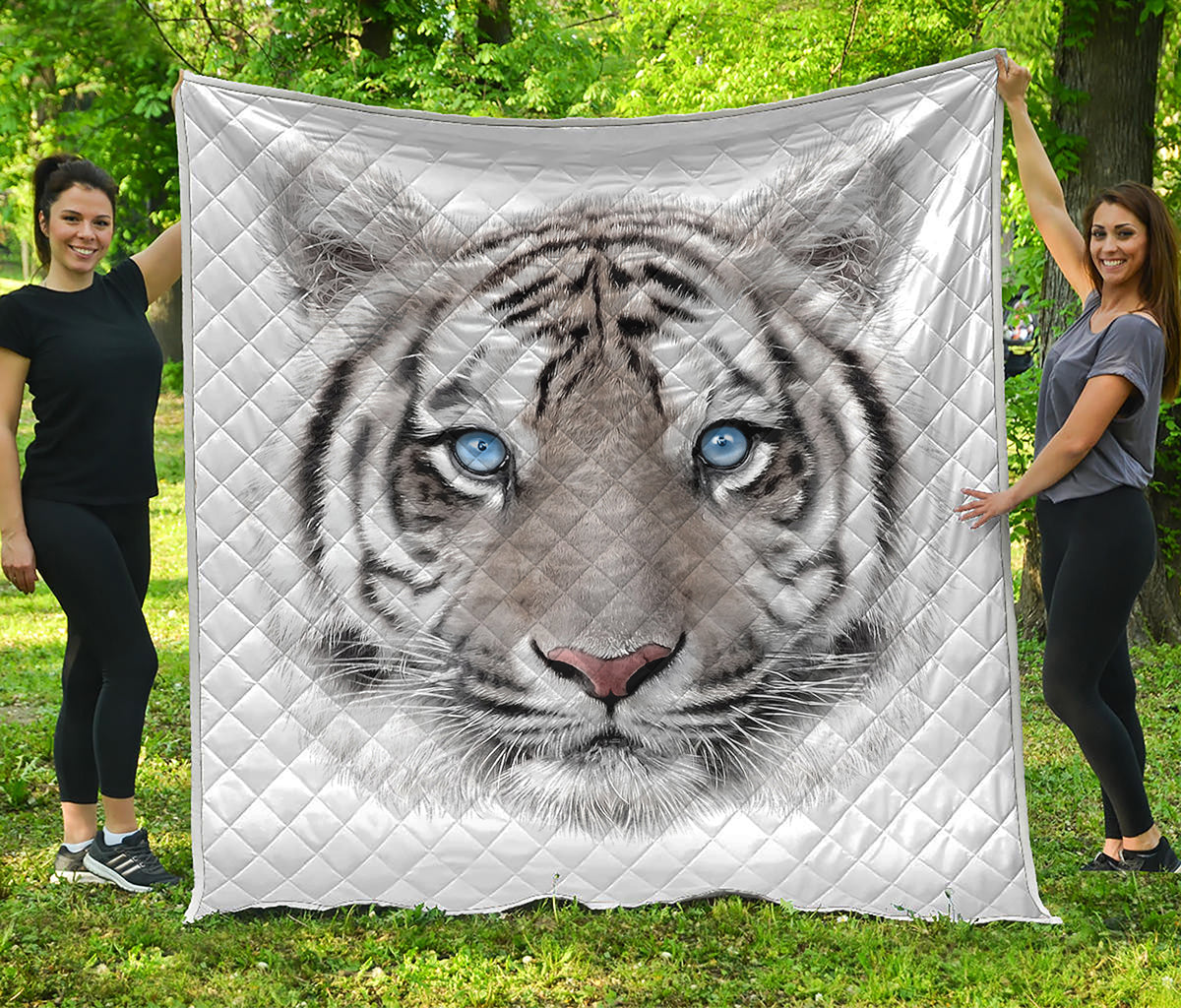 White Tiger Portrait Print Quilt