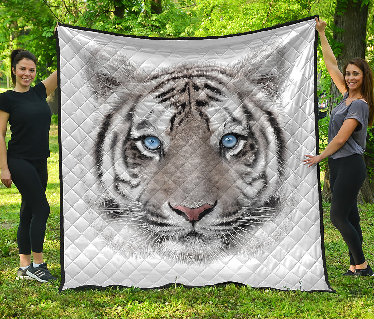 White Tiger Portrait Print Quilt