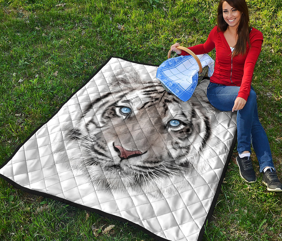 White Tiger Portrait Print Quilt