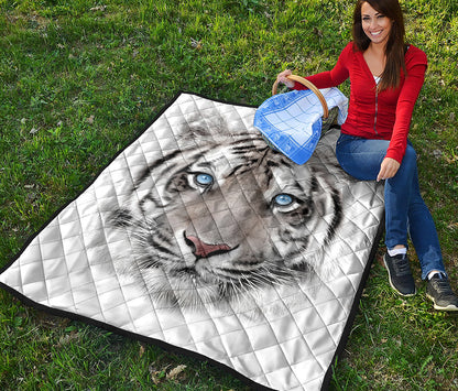 White Tiger Portrait Print Quilt