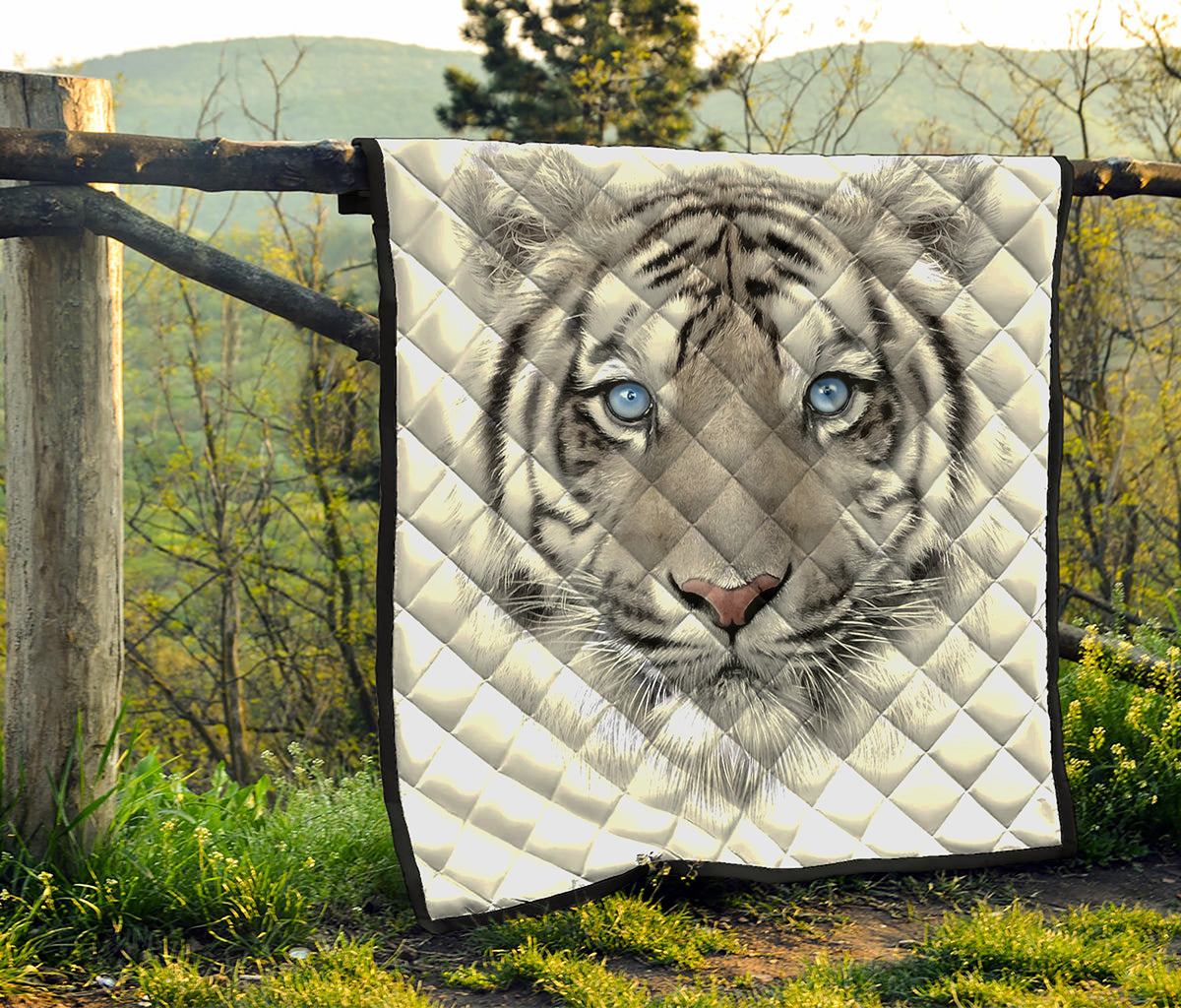 White Tiger Portrait Print Quilt