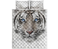 White Tiger Portrait Print Quilt Bed Set