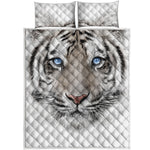White Tiger Portrait Print Quilt Bed Set