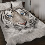 White Tiger Portrait Print Quilt Bed Set