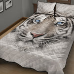 White Tiger Portrait Print Quilt Bed Set