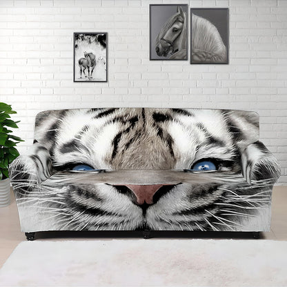 White Tiger Portrait Print Sofa Cover