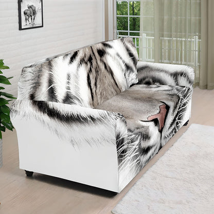 White Tiger Portrait Print Sofa Cover