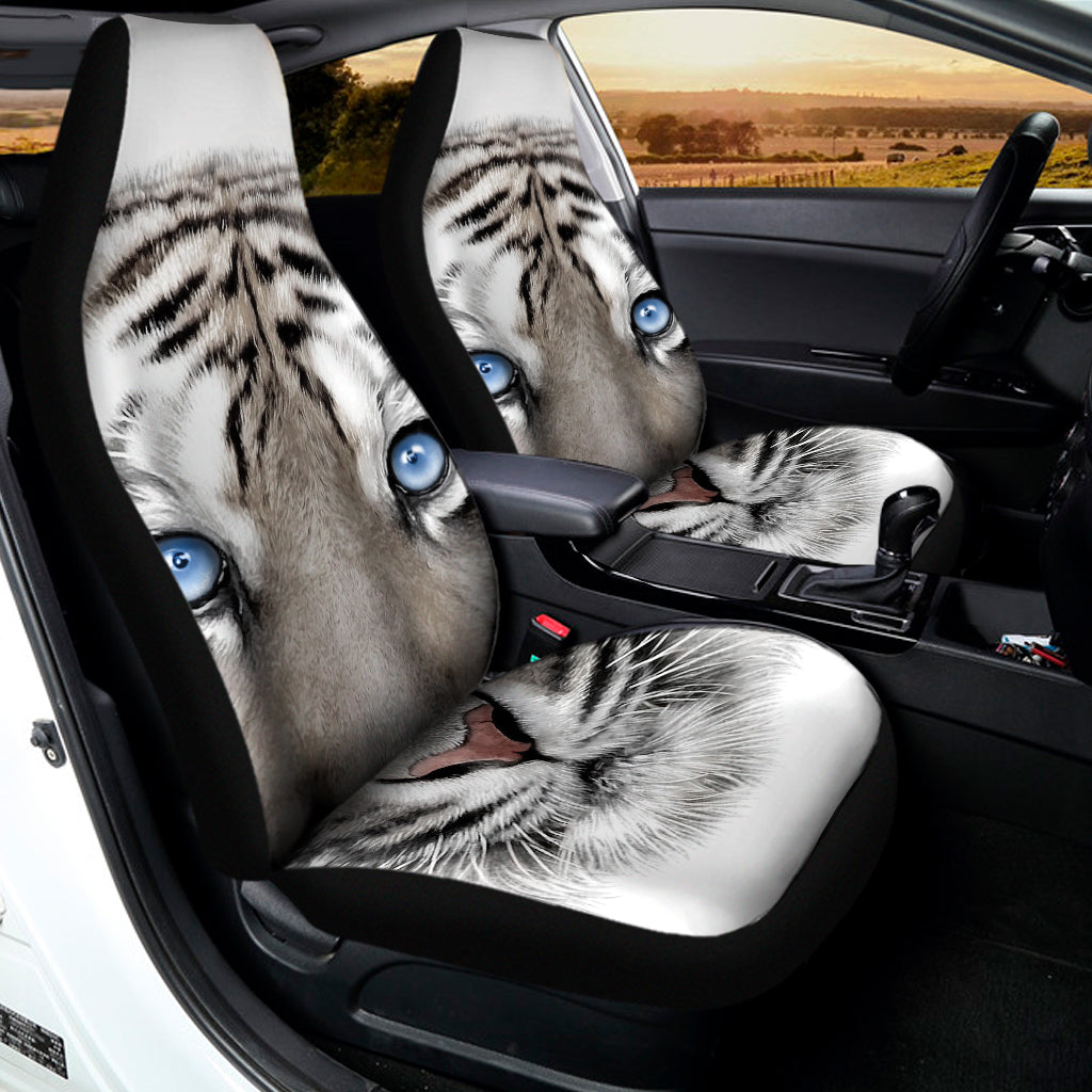 White Tiger Portrait Print Universal Fit Car Seat Covers