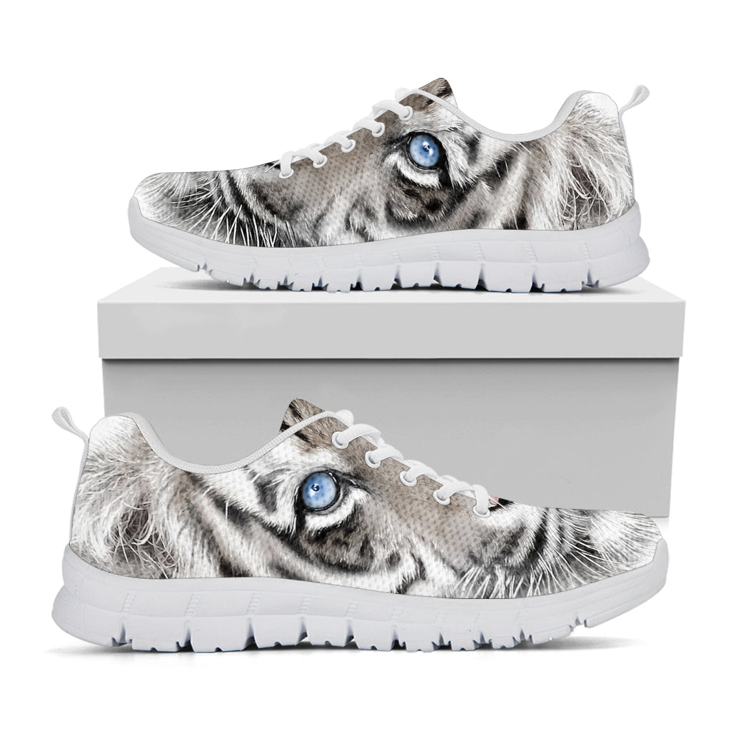 White Tiger Portrait Print White Sneakers