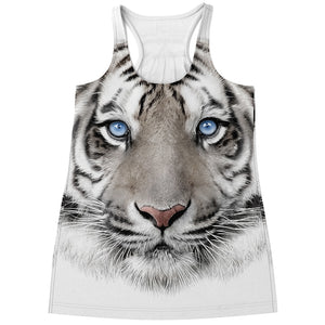 White Tiger Portrait Print Women's Racerback Tank Top