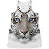 White Tiger Portrait Print Women's Racerback Tank Top