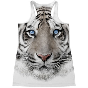 White Tiger Portrait Print Women's Racerback Tank Top