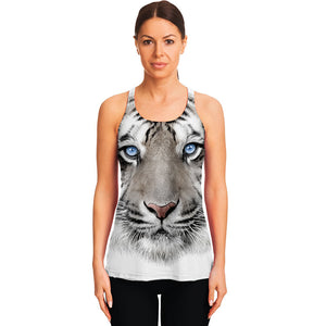 White Tiger Portrait Print Women's Racerback Tank Top