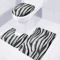 White Tiger Stripe Pattern Print 3 Piece Bath Mat Set