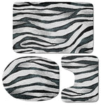 White Tiger Stripe Pattern Print 3 Piece Bath Mat Set