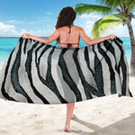 White Tiger Stripe Pattern Print Beach Sarong Wrap