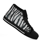 White Tiger Stripe Pattern Print Black High Top Shoes