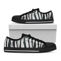 White Tiger Stripe Pattern Print Black Low Top Sneakers