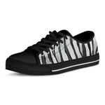 White Tiger Stripe Pattern Print Black Low Top Shoes