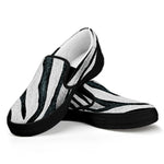 White Tiger Stripe Pattern Print Black Slip On Shoes