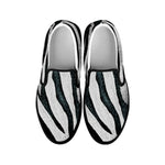 White Tiger Stripe Pattern Print Black Slip On Shoes