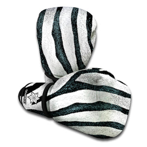 White Tiger Stripe Pattern Print Boxing Gloves