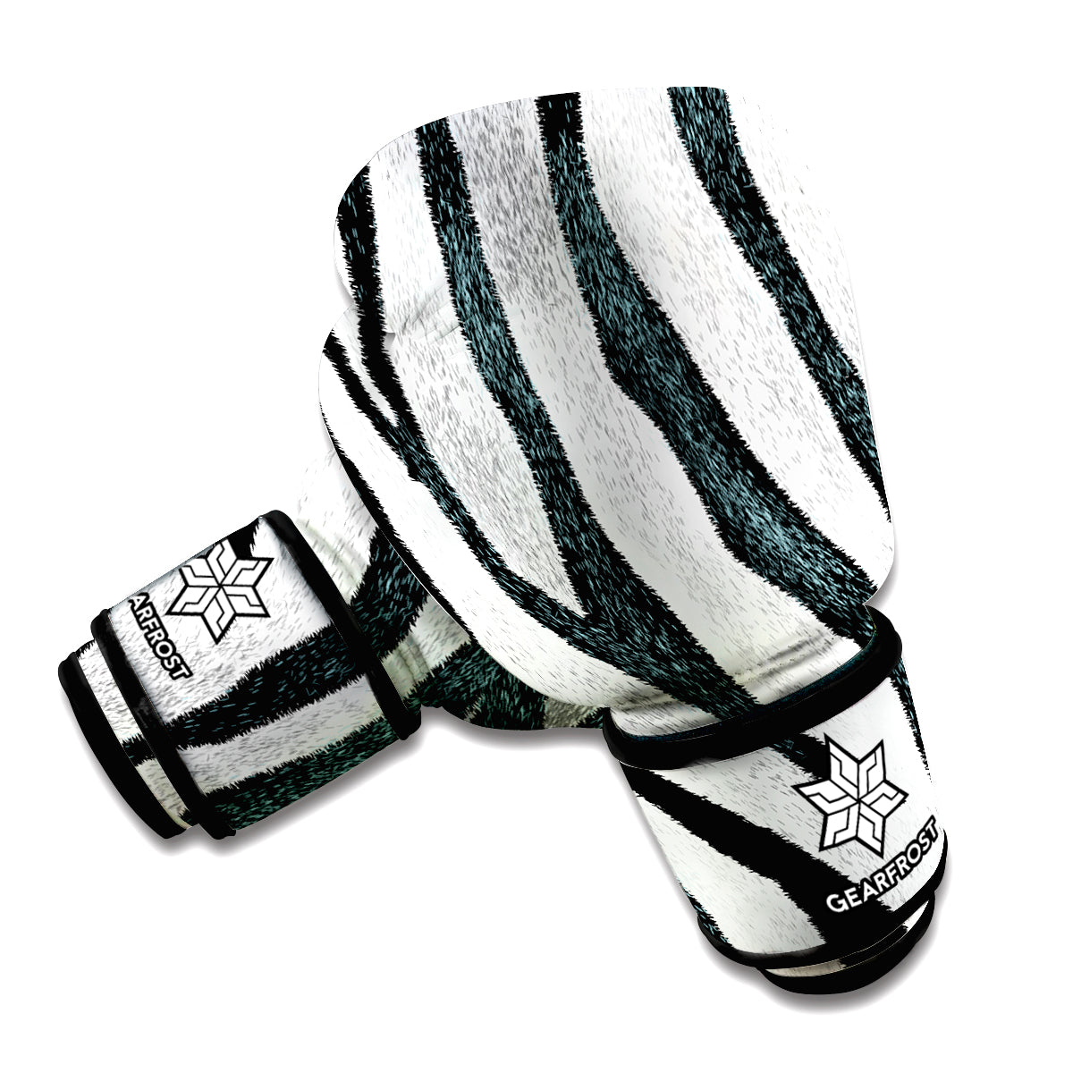White Tiger Stripe Pattern Print Boxing Gloves
