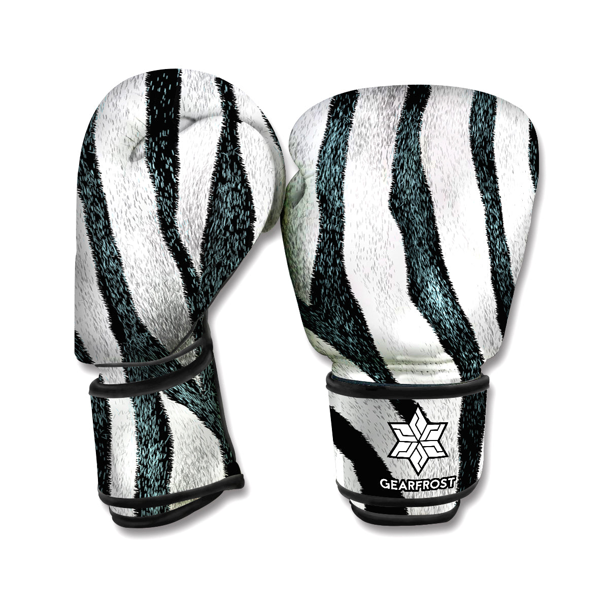 White Tiger Stripe Pattern Print Boxing Gloves