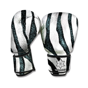 White Tiger Stripe Pattern Print Boxing Gloves