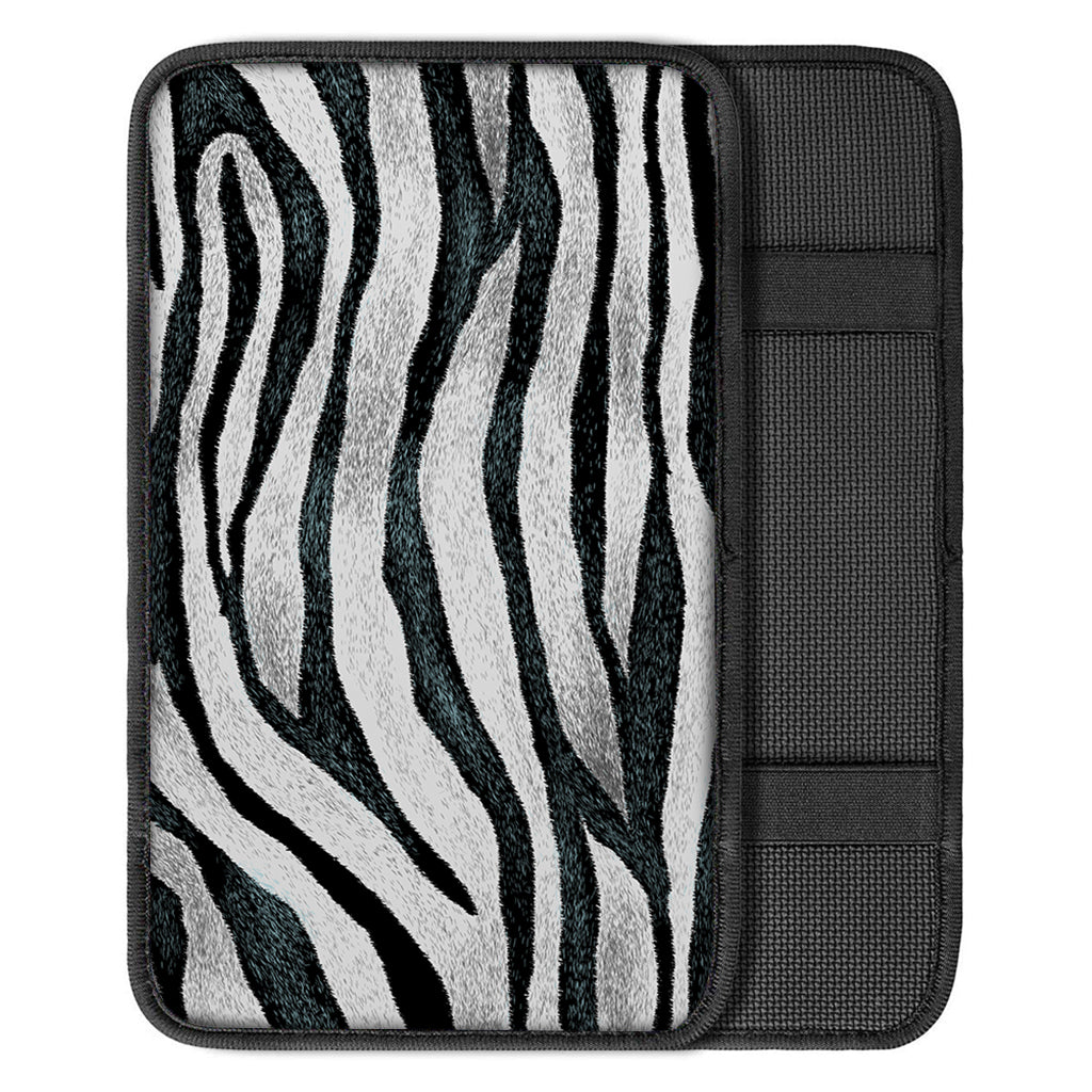 White Tiger Stripe Pattern Print Car Center Console Cover