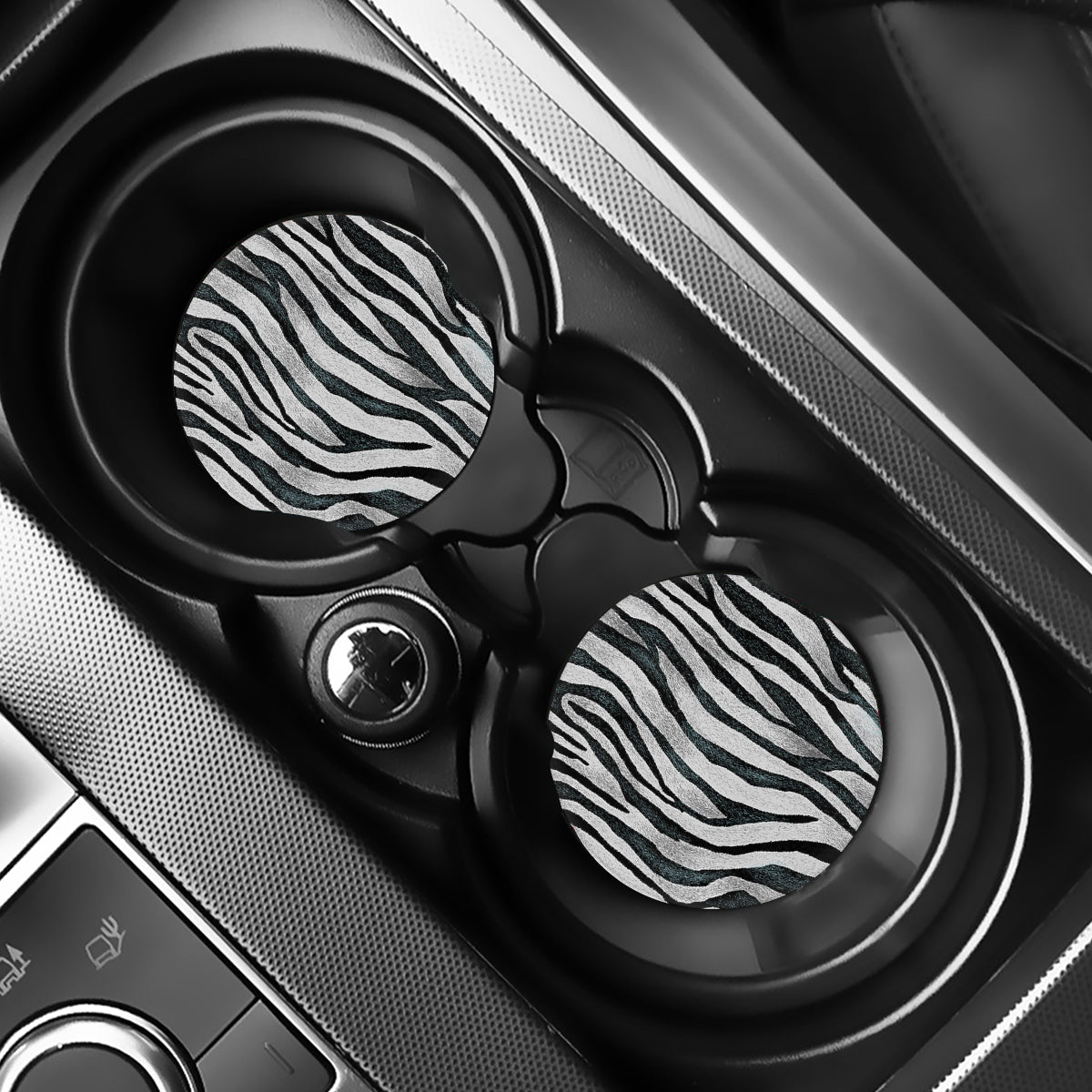 White Tiger Stripe Pattern Print Car Coasters