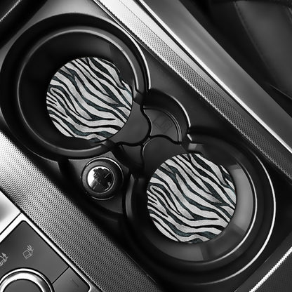White Tiger Stripe Pattern Print Car Coasters