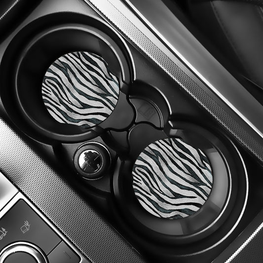 White Tiger Stripe Pattern Print Car Coasters