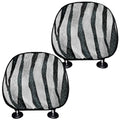 White Tiger Stripe Pattern Print Car Headrest Covers