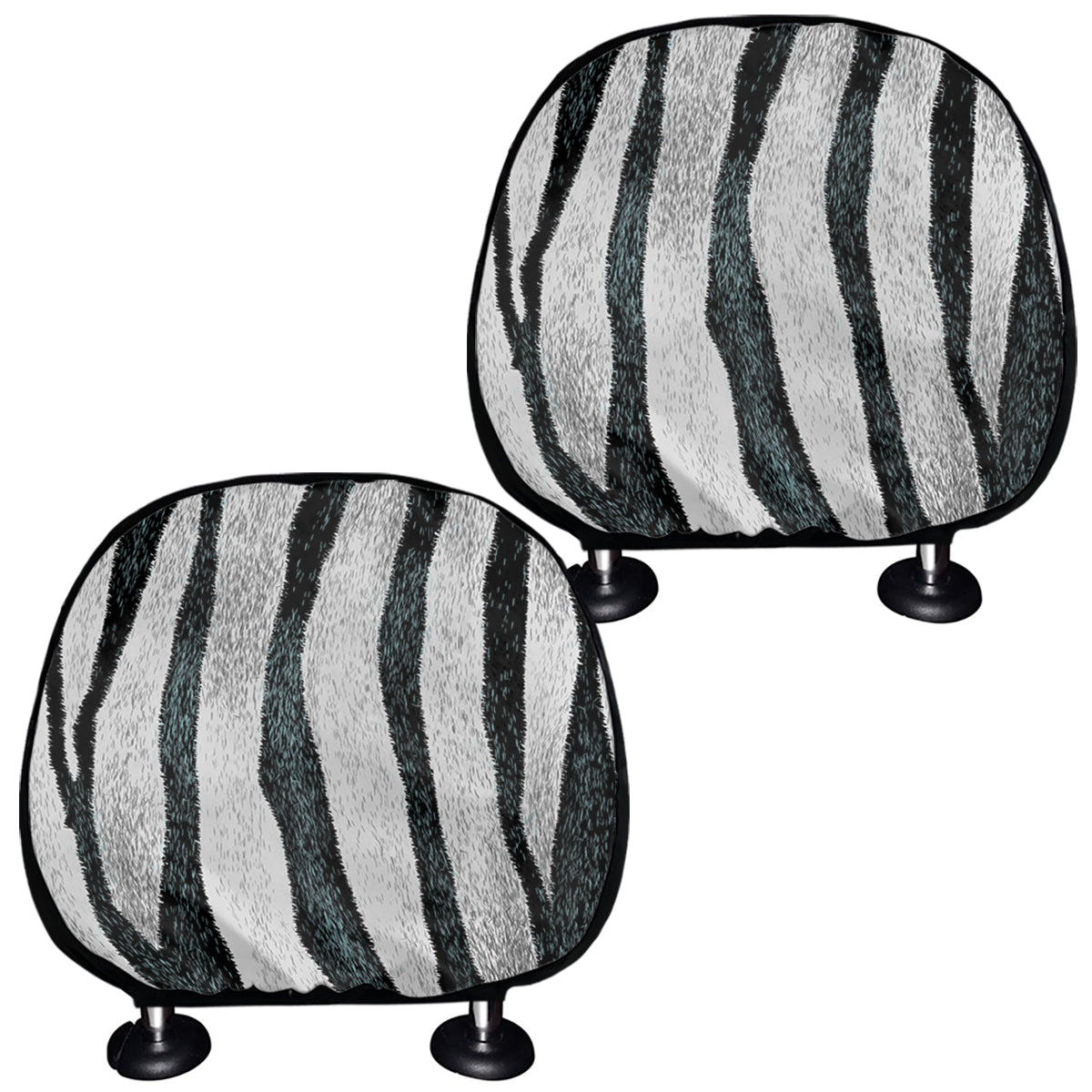 White Tiger Stripe Pattern Print Car Headrest Covers