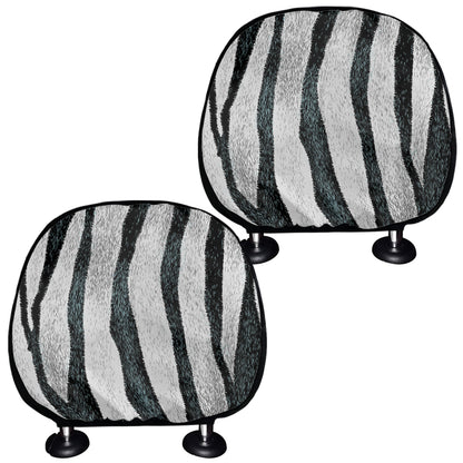 White Tiger Stripe Pattern Print Car Headrest Covers