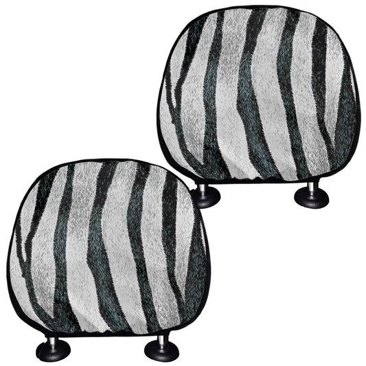 White Tiger Stripe Pattern Print Car Headrest Covers