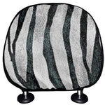 White Tiger Stripe Pattern Print Car Headrest Covers