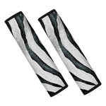 White Tiger Stripe Pattern Print Car Seat Belt Covers