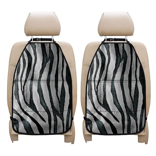 White Tiger Stripe Pattern Print Car Seat Organizers