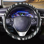 White Tiger Stripe Pattern Print Car Steering Wheel Cover