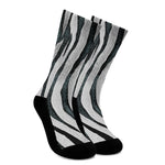 White Tiger Stripe Pattern Print Crew Socks