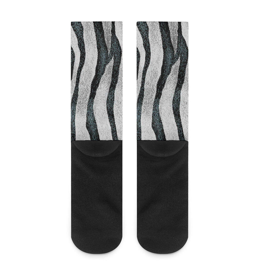 White Tiger Stripe Pattern Print Crew Socks