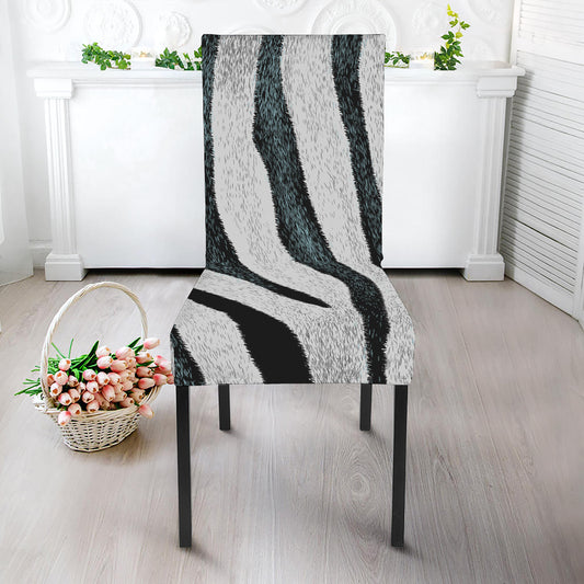 White Tiger Stripe Pattern Print Dining Chair Slipcover