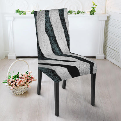 White Tiger Stripe Pattern Print Dining Chair Slipcover
