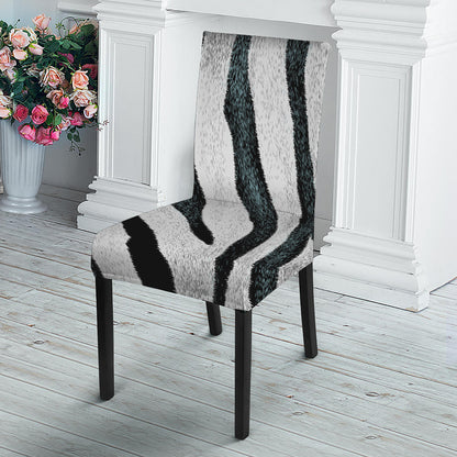 White Tiger Stripe Pattern Print Dining Chair Slipcover