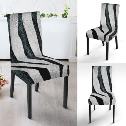 White Tiger Stripe Pattern Print Dining Chair Slipcover