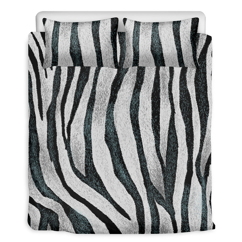 White Tiger Stripe Pattern Print Duvet Cover Bedding Set