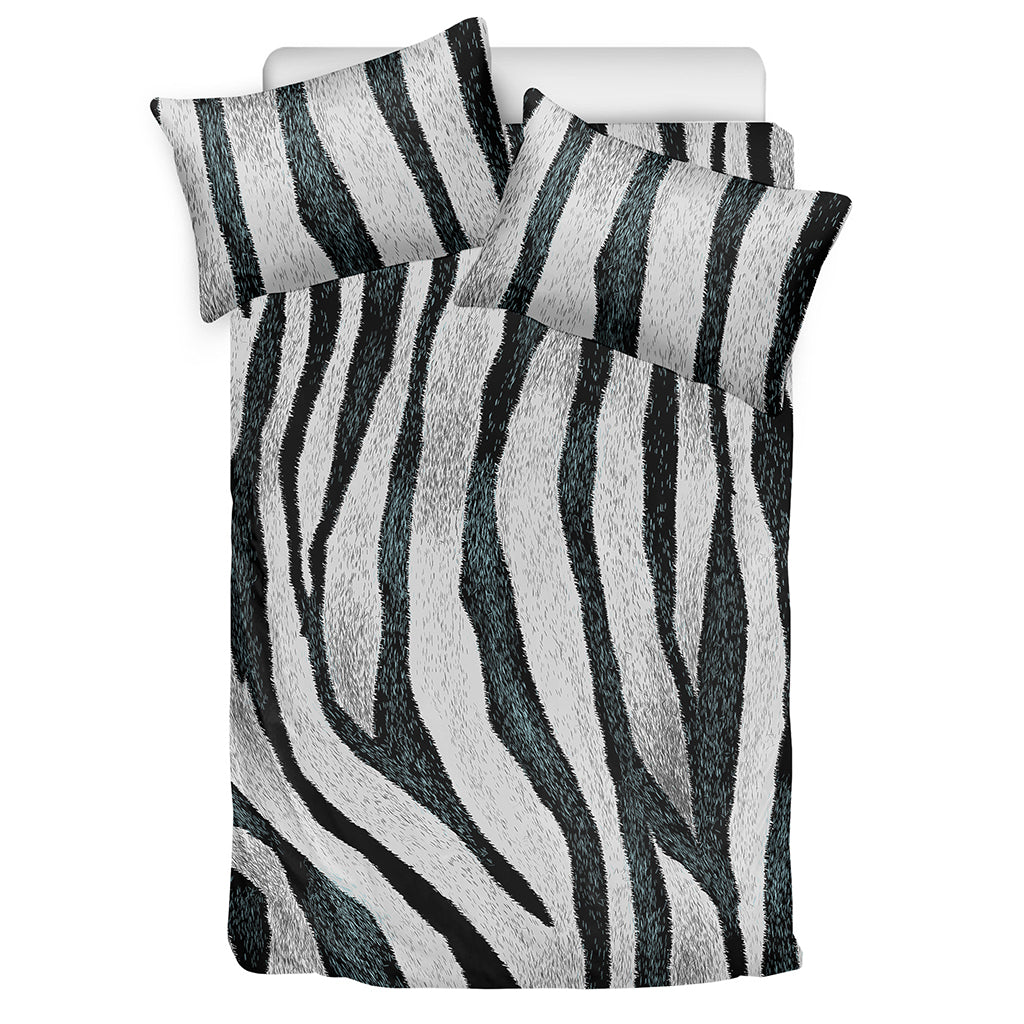 White Tiger Stripe Pattern Print Duvet Cover Bedding Set